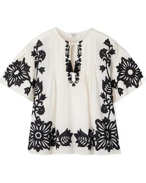 Sea Liliana Appliquéd Pintucked Cotton-Blend Voile Blouse - Black