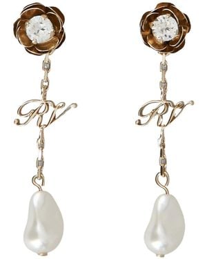 Roger Vivier Rose Pearls Long Earrings - White