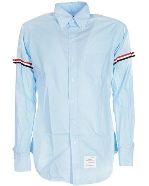 Thom Browne Rwb Striped Long-Sleeved Shirt - Blue