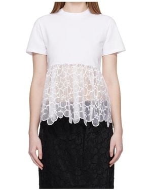 Cecilie Bahnsen Lace-Detail T-Shirt - White