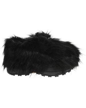 Sacai Faux-Fur Lace-Up Derby Shoes - Black