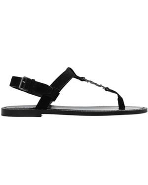 Saint Laurent Cassandra Logo Plaque Sandals - Brown