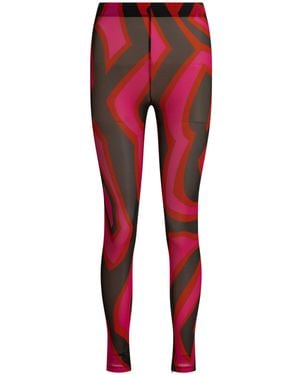 PUCCI Marmo Legging Sheer Pattern Stretch Trousers - Red
