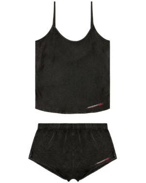 DIESEL Logo-Patch Pajama Set - Black