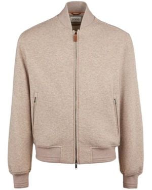 Tod's Cashmere Blend Knitted Bomber Jacket - Natural