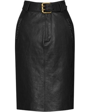 Saint Laurent High Waisted Creased Pencil Skirt - Black
