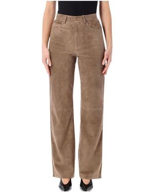 ROTATE BIRGER CHRISTENSEN Straight-Leg Zipper Casual Trousers - Natural