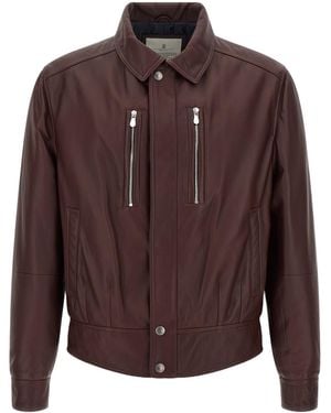Brunello Cucinelli Collared Biker Jacket - Brown