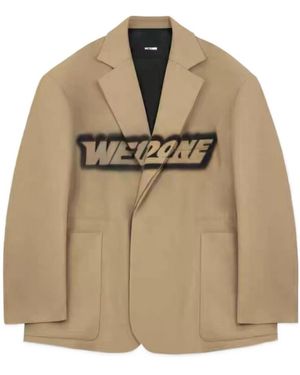 we11done Printed Logo Suit Jacket - Natural