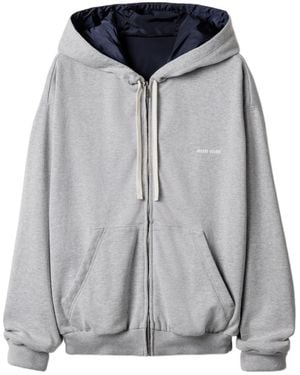 Miu Miu Jersey And Technical Pongé Blouson Jacket - Gray