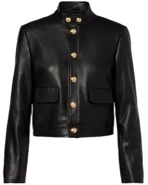 Nili Lotan Hadley Cropped Leather Jacket - Black