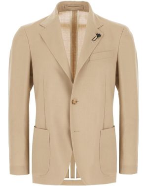Lardini Flower-Pin Single-Breasted Jacket - Natural