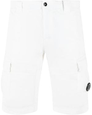 C.P. Company Lens Detailed Cargo Shorts - White