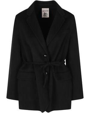 Semicouture Belted Wool Coat - Black