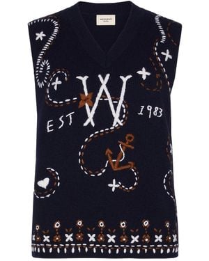 Weekend by Maxmara Wool Yarn Gilet With Embroidery - Blue