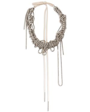 Dries Van Noten Embellished Chain Necklace - White