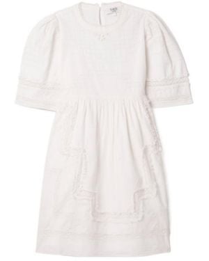 Sea Crochet Trimmed Pure Cotton Dress - White