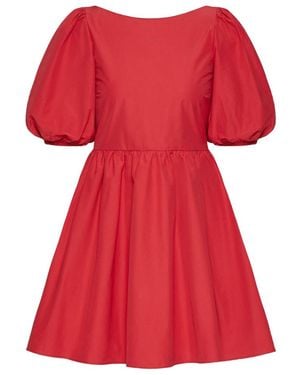 RED Valentino Taffeta Puff Sleeved Dress - Red