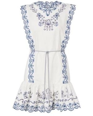 ALÉMAIS Leela Embroidered Cotton Minidress - Blue
