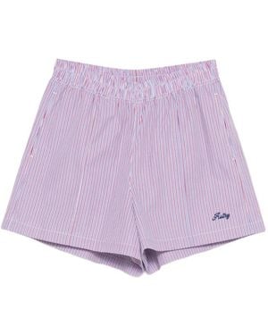 Autry Embroidered Poplin Stripe Shorts - Purple