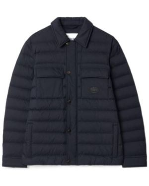Burberry Logo Patch Quilted Down Jacket - Blue