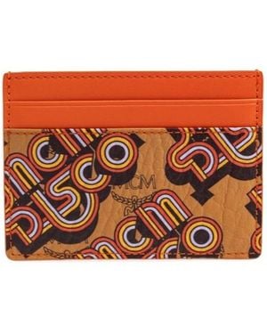MCM Printed Card Holder - Orange