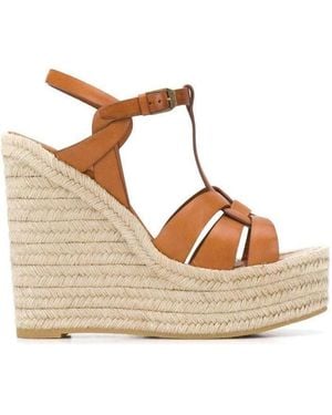 Saint Laurent Tribute Wedge Espadrilles - Metallic