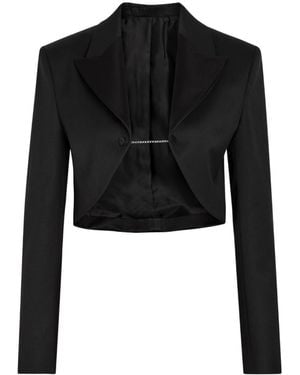 Alaïa Cropped Silk And Stretch-Wool Jacket - Black