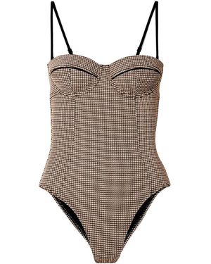 STAUD Maeve Plaid Underwire Swimsuit - Brown