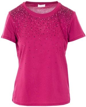 Liu Jo Strass Crewneck T-Shirt - Pink