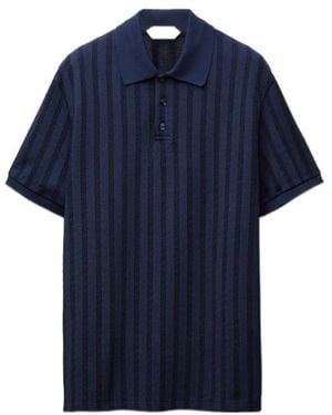 Versace Jacquard Cotton Pique Polo - Blue