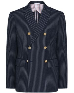 Thom Browne Pinstripe Wool Blazer - Blue