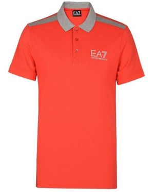 EA7 Logo Lapel Polo Shirt - Red