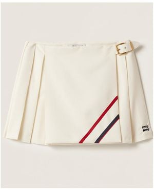 Miu Miu Pleated Mohair Fabric Mini-Skirt - Natural