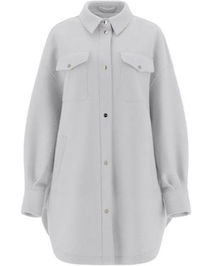 Herno Felted-Finish Buttoned Long Shirt - Grey