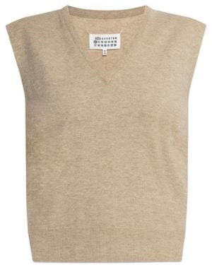 Maison Margiela V-Neck Knitted Vest - Natural