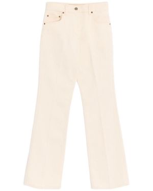 Valentino Logo Plaque Straight-Leg Pants - White
