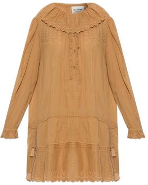 Isabel Marant Embroidered Ruffle Mini Dress - Natural