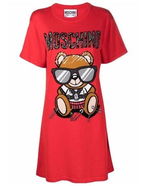 Moschino Teddy Print T-Shirt Dress - Red