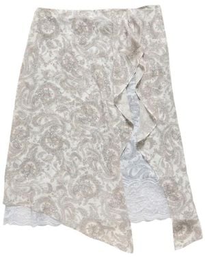 Acne Studios Paisley-Print Asymmetric Skirt - Grey