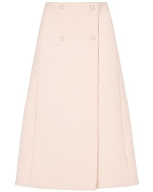 Fendi Quilted-Finish A-Line Midi Skirt - Pink