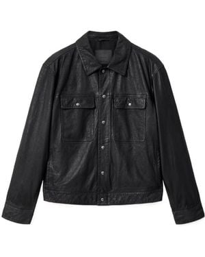AllSaints Taishi Leather Varsity Bomber Jacket - Black