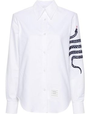 Thom Browne Collared Long-Sleeved Shirt - White