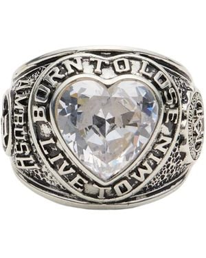 Ambush Heart Engraved Signet Ring - White