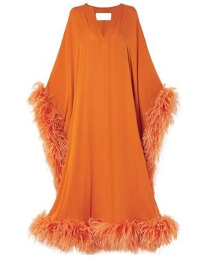 Valentino Feather-Trimmed Pendant Dress Skirt - Orange