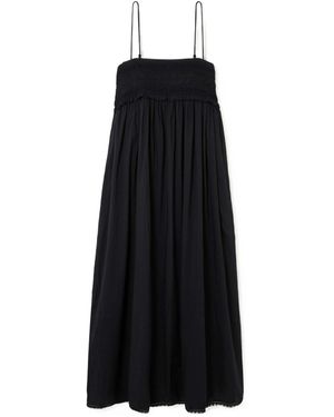 Posse Danielle Embroidered Ruffled Cotton Midi Dress - Black