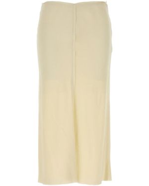 Ami Paris Straight Hem Midi Skirt - Natural