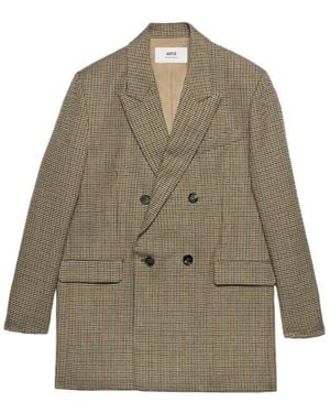 Ami Paris Houndstooth Double Breasted Blazer - Green