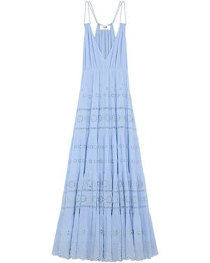 Celine Embroidered Long Dress - Blue