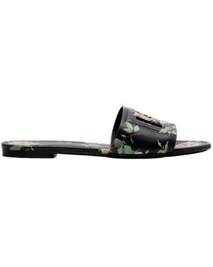 Dolce & Gabbana Floral Slippers - Black